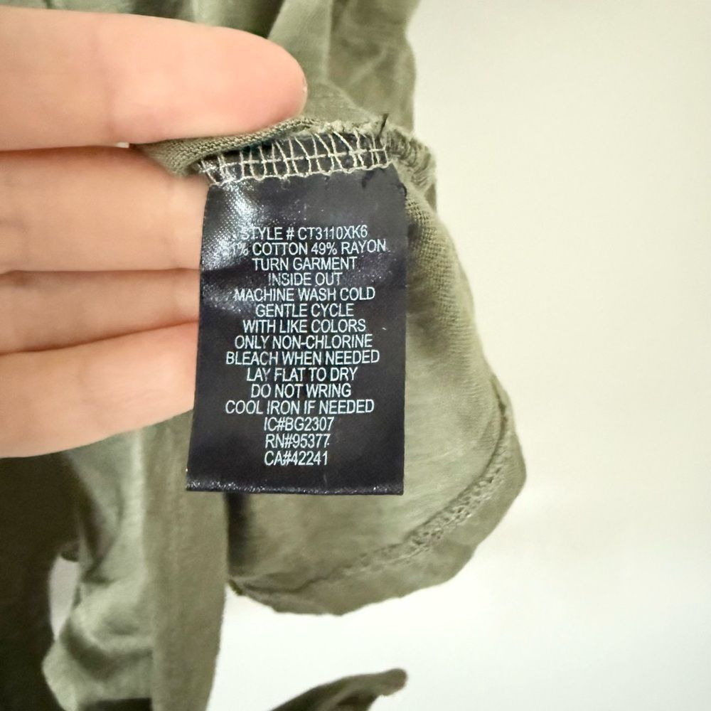 Sanctuary All Day Tie Cotton Blend Top in Trail Green - Size XXL - Picture 7 of 7